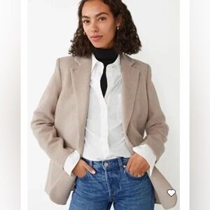 & Other Stories Beige Oatmeal Oversized Wool Blazer Size 12
